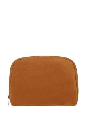 Brunello Cucinelli logo-lettering wash bag - Brown