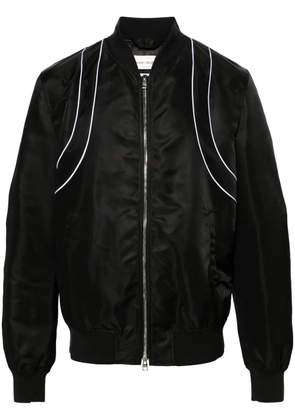 Alexander McQueen piped-trim zip-up bomber jacket - Black