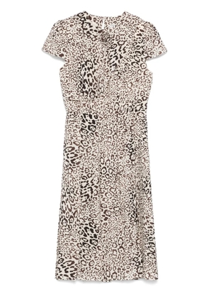Alessandra Rich leopard-print pleated midi dress - Neutrals