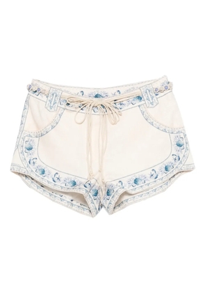 ZIMMERMANN drawstring embroidered shorts - Neutrals