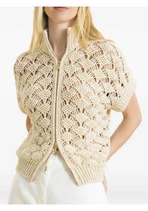 Eleventy zip short-sleeve cardigan - Neutrals