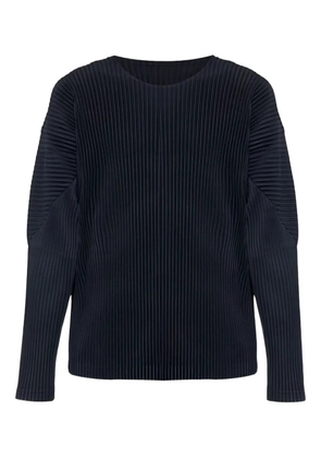 Issey Miyake pleated long-sleeves T-shirt - Blue