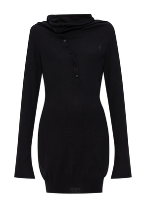 The Attico mock-neck button-up mini dress - Black