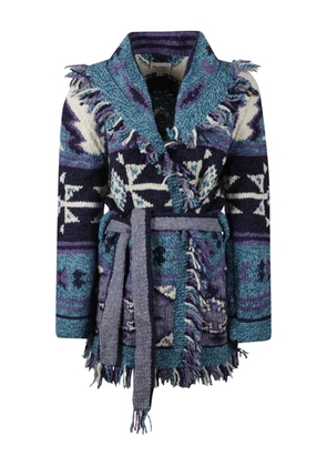 FRANTIC Venezia fringed belted cardigan - Blue