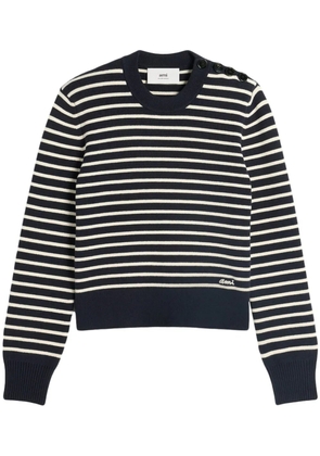 AMI Paris striped cotton-wool blend jumper - Blue