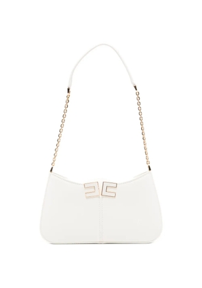 Elisabetta Franchi logo chain shoulder bag - White