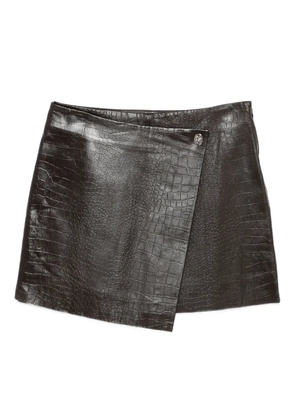 STAND STUDIO crocodile-effect asymmetric skirt - Brown