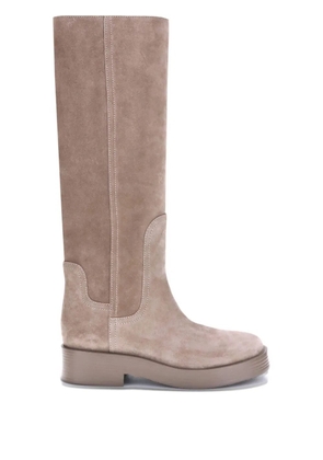 Casadei Charlie suede knee-high boots - Neutrals
