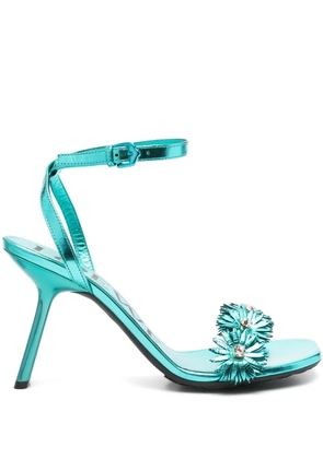 LOEWE x Paula's Ibiza 100mm floral-appliqué sandals - Blue