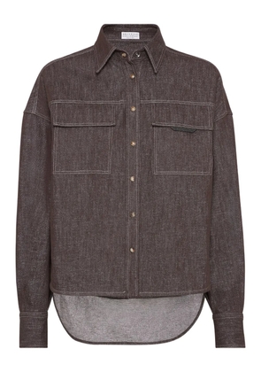 Brunello Cucinelli contrast-lining shirt - Brown