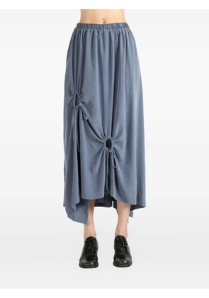 Y's drawstring-detail asymmetrical midi skirt - Blue