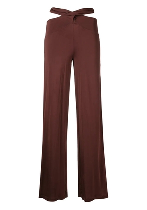 Marine Serre Cross-Waist Fluid trousers - Brown