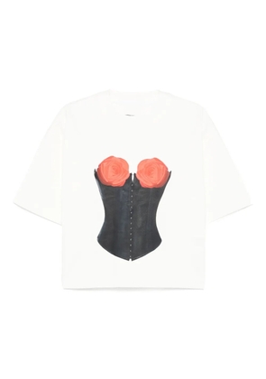 HAMZA corset-print T-shirt - White