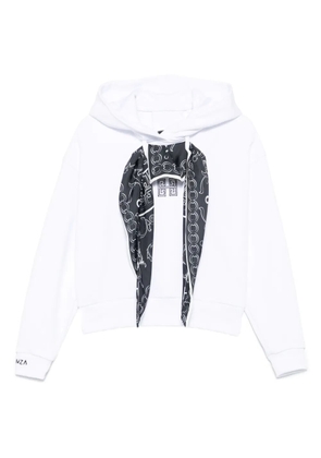 HAMZA Tiffany scarf-detail hoodie - White