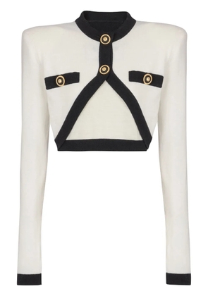 Balmain cropped knit cardigan - White