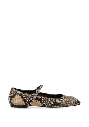 Aeyde animal-print buckle-detail ballet flats - Brown