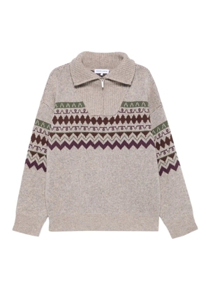 Maison Labiche zip-front patterned sweater - Neutrals
