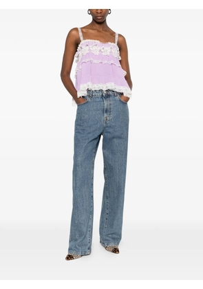 Alberta Ferretti ruffled lace top - Purple