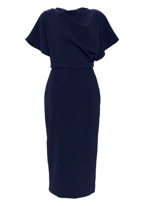 Amsale draped detailing midi dress - Blue