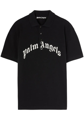 Palm Angels logo-print polo t-shirt - Black