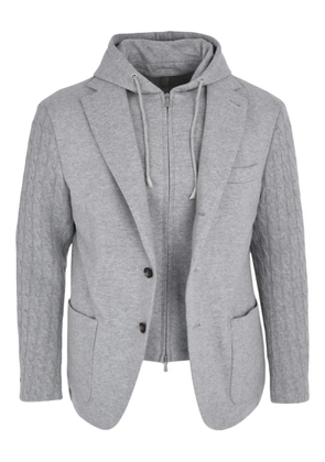 Eleventy layered single-breasted hooded blazer - Grey