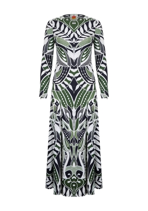 FARM Rio Lace Nature long-sleeve midi dress - Green