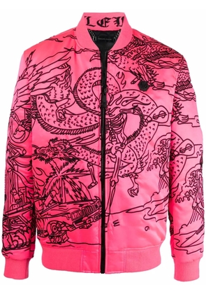 Philipp Plein tattoo-motif embroidered bomber jacket - Pink