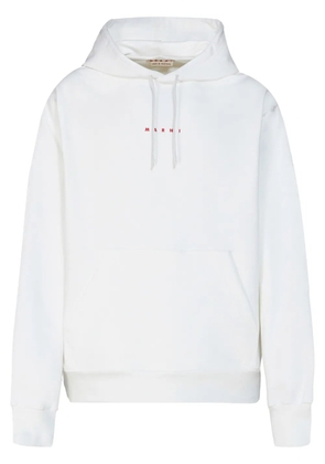 Marni logo-print cotton hoodie - White