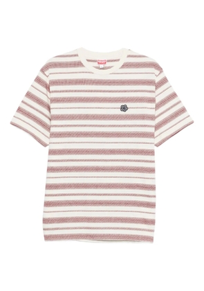 Kenzo striped flower-appliqué t-shirt - White