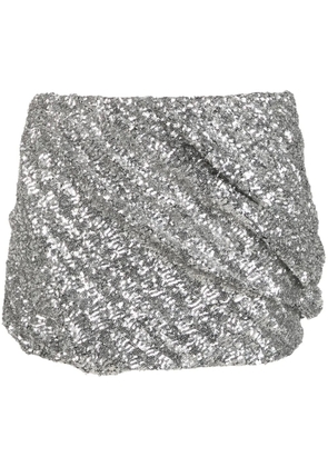 The Attico sequin-embellished miniskirt - Silver
