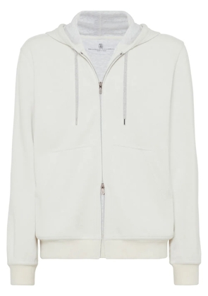 Brunello Cucinelli zip-up jersey hoodie - White