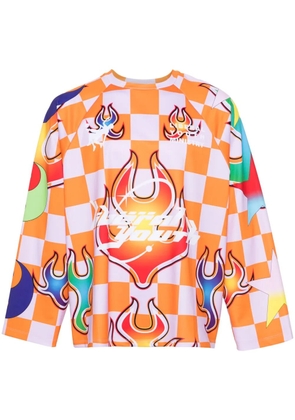 Liberal Youth Ministry graphic checkerboard-print sweatshirt - Orange