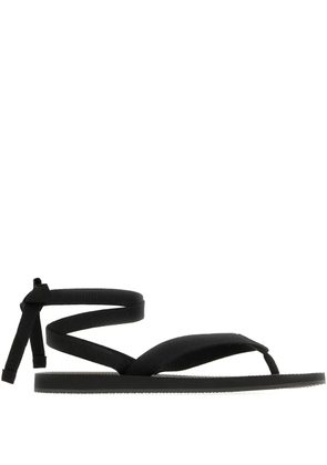 The Row ribbon-tie flat sandals - Black