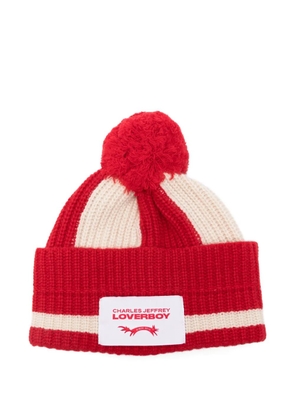 Charles Jeffrey Loverboy Pompom striped beanie - Red