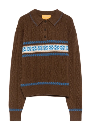 Guest In Residence cable-knit patterned polo top - Brown