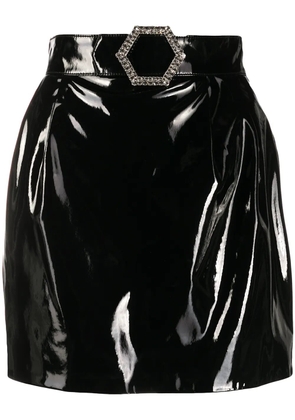 Philipp Plein patent mini skirt - Black