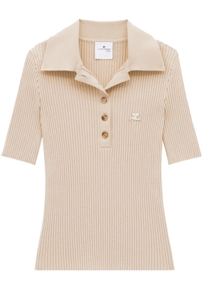 Courrèges Iconic ribbed-knit polo shirt - Neutrals