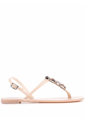Casadei crystal-embellished jelly sandals - Neutrals