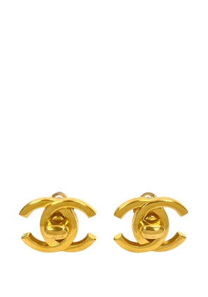 CHANEL Pre-Owned 1995 CC Gold Plated Turn Lock Clip on Earrings costume earrings