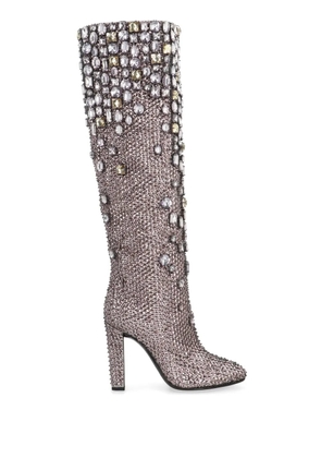 Alberta Ferretti rhinestone-appliqué boots - Silver