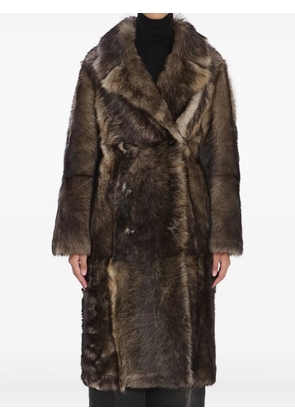 Yves Salomon double-breasted lamb fur coat - Grey