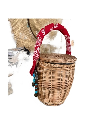 Fortela mini bandana concho wicker bag - Brown