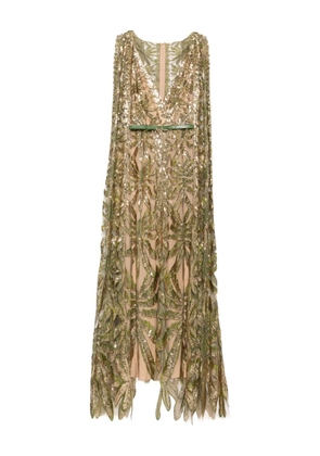 Elie Saab Embroidered Tulle Long Dress - Neutrals