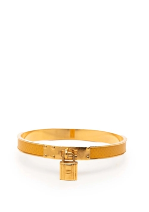 Hermès Pre-Owned 2000-2020 Gold Plated Epsom Kelly Cadena Lock Bangle Bracelet costume bracelet