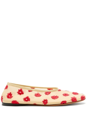 Proenza Schouler Tee floral-embroidered ballet flats - Neutrals