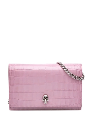Alexander McQueen Pre-Owned 2010-2025 Small Crocodile Embossed Calfskin Skull crossbody bag - Pink