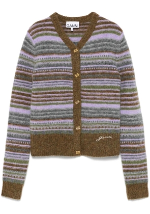 GANNI striped cardigan - Brown