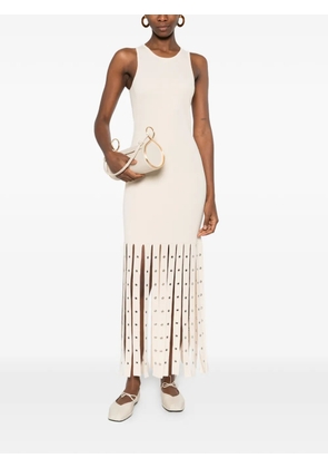 Patrizia Pepe fringes knit midi dress - Neutrals