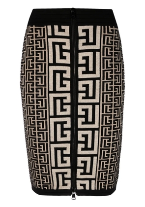 Balmain intarsia-knit midi skirt - Neutrals
