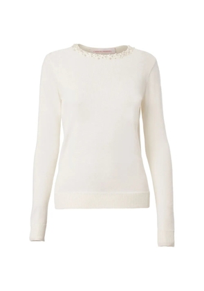 Carolina Herrera pearl-embroidered long-sleeve sweater - Neutrals
